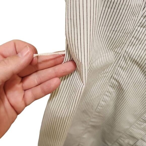 AB Studio Striped Button Front Blouse Woven Watch Pattern Women's Size XL Cotton - Picture 10 of 11